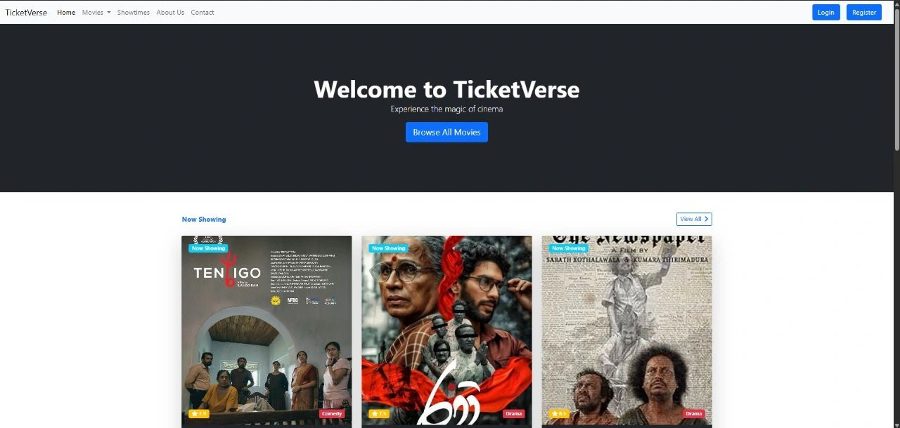 TicketVerse Online Movie Ticket Booking System (University Project)